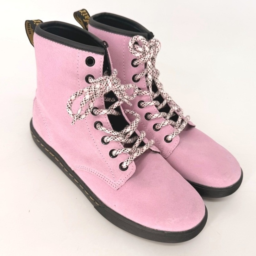 Dr. Martens Sheridan Pink Suede High Top Sneaker Boots Womens US 8 SoftWair NEW